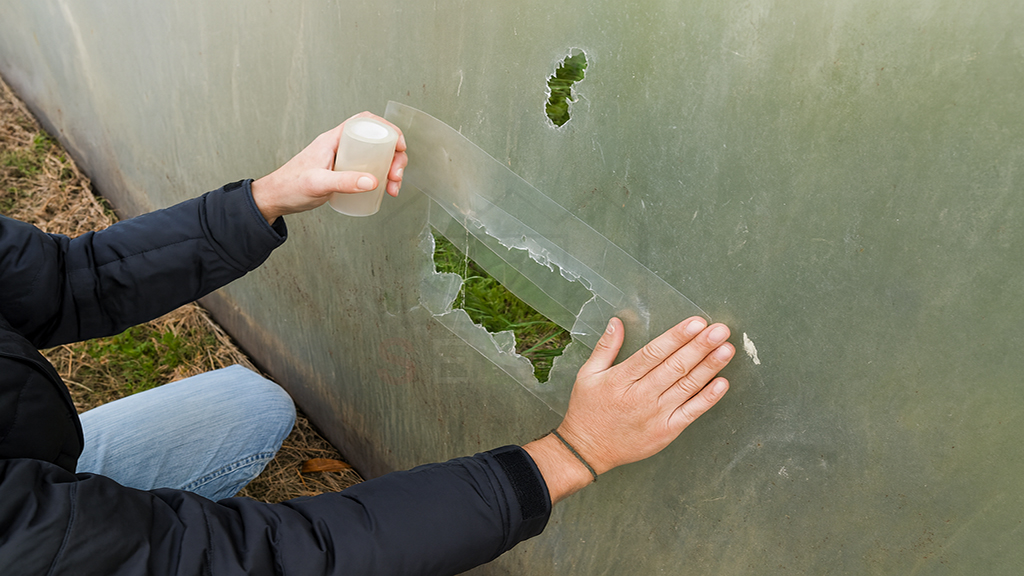 پارگی نایلون گلخانه و نیاز به چسب گلخانه ای برای ترمیم سریع