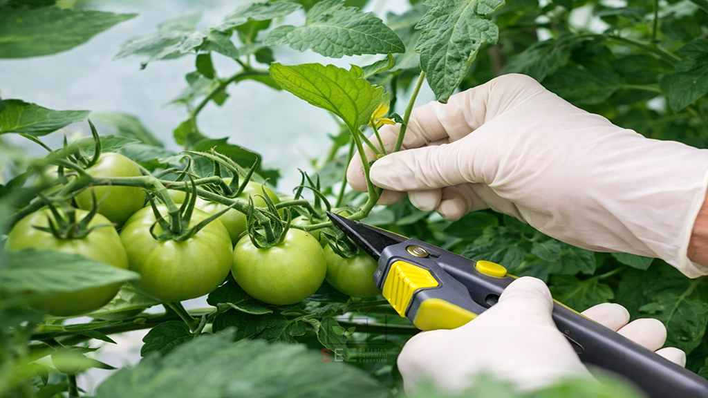 هرس و فرم دهی بوته گوجه فرنگی در گلخانه